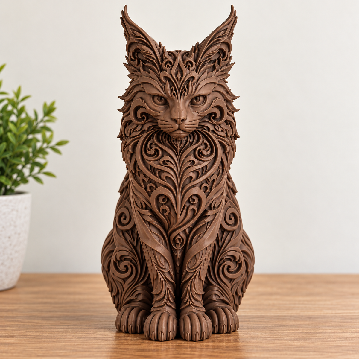Maine Coon Cat Kitten Statue/Ornament/Sculpture Figure Home Decor Art