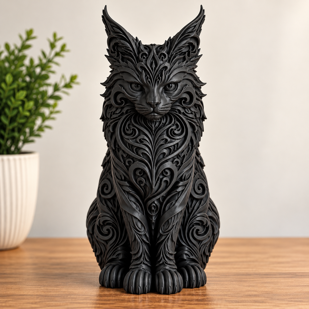 Maine Coon Cat Kitten Statue/Ornament/Sculpture Figure Home Decor Art
