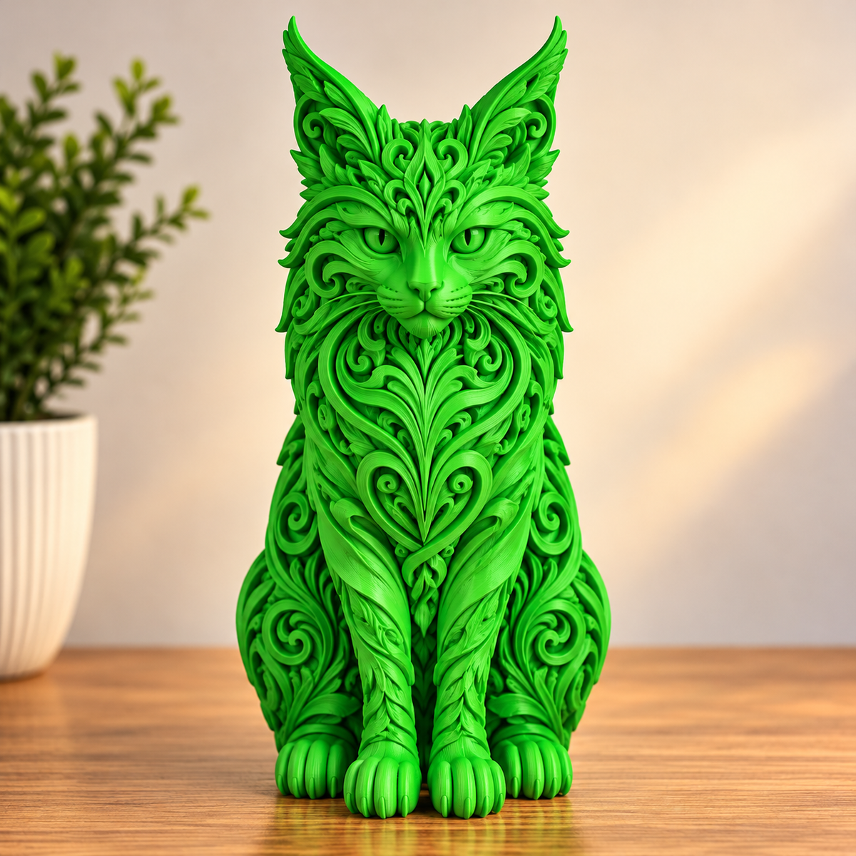 Maine Coon Cat Kitten Statue/Ornament/Sculpture Figure Home Decor Art