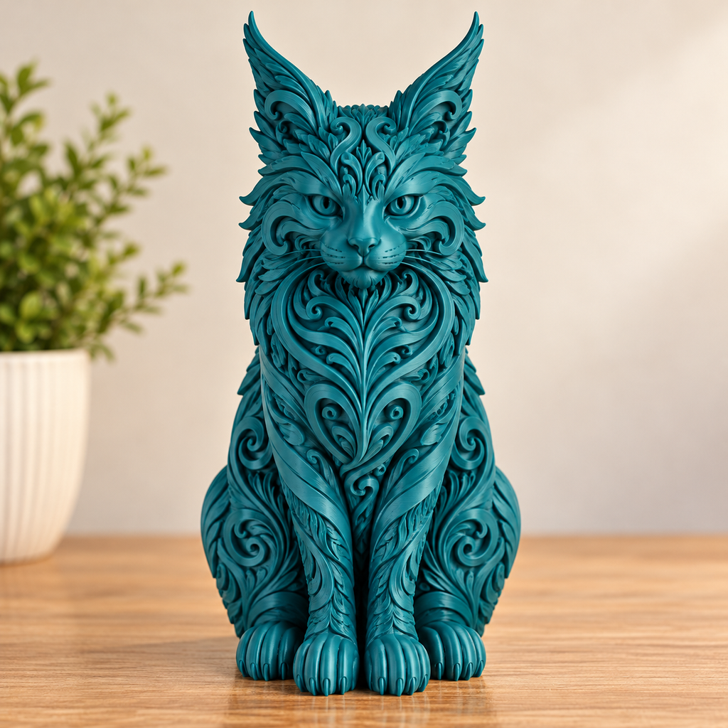 Maine Coon Cat Kitten Statue/Ornament/Sculpture Figure Home Decor Art