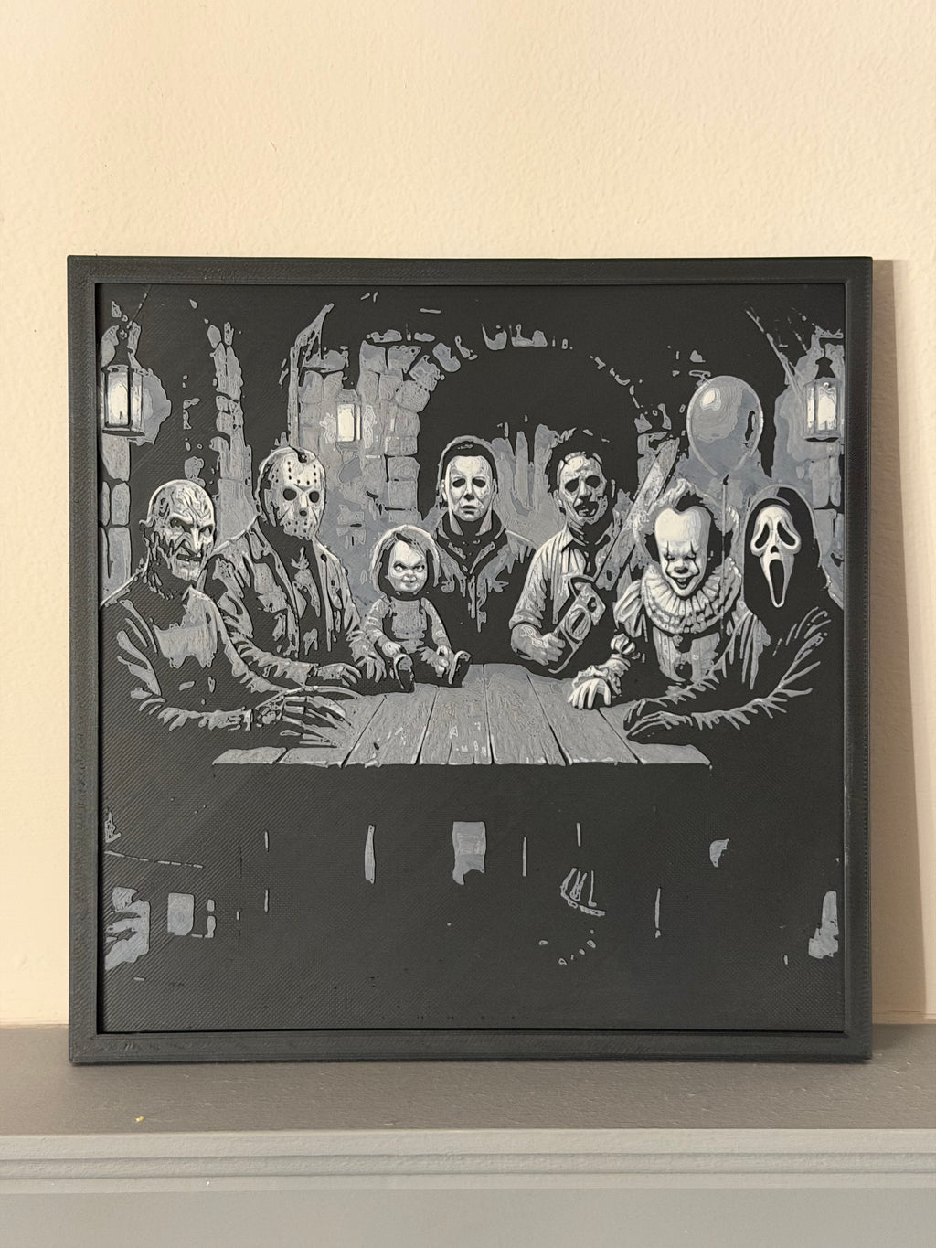 Horror Icons Halloween Wall Art – Monochrome Horror Movie Artwork