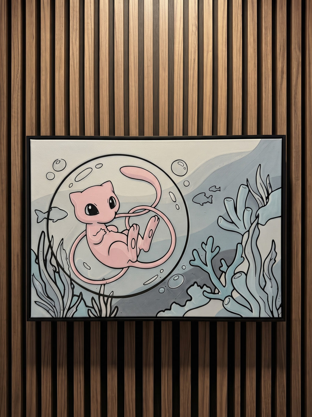 Bubble Mew Pokemon Wall Art – Framed Artwork Decor
