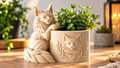 Maine Coon Cat Planter – Cute Cat Pot Holder