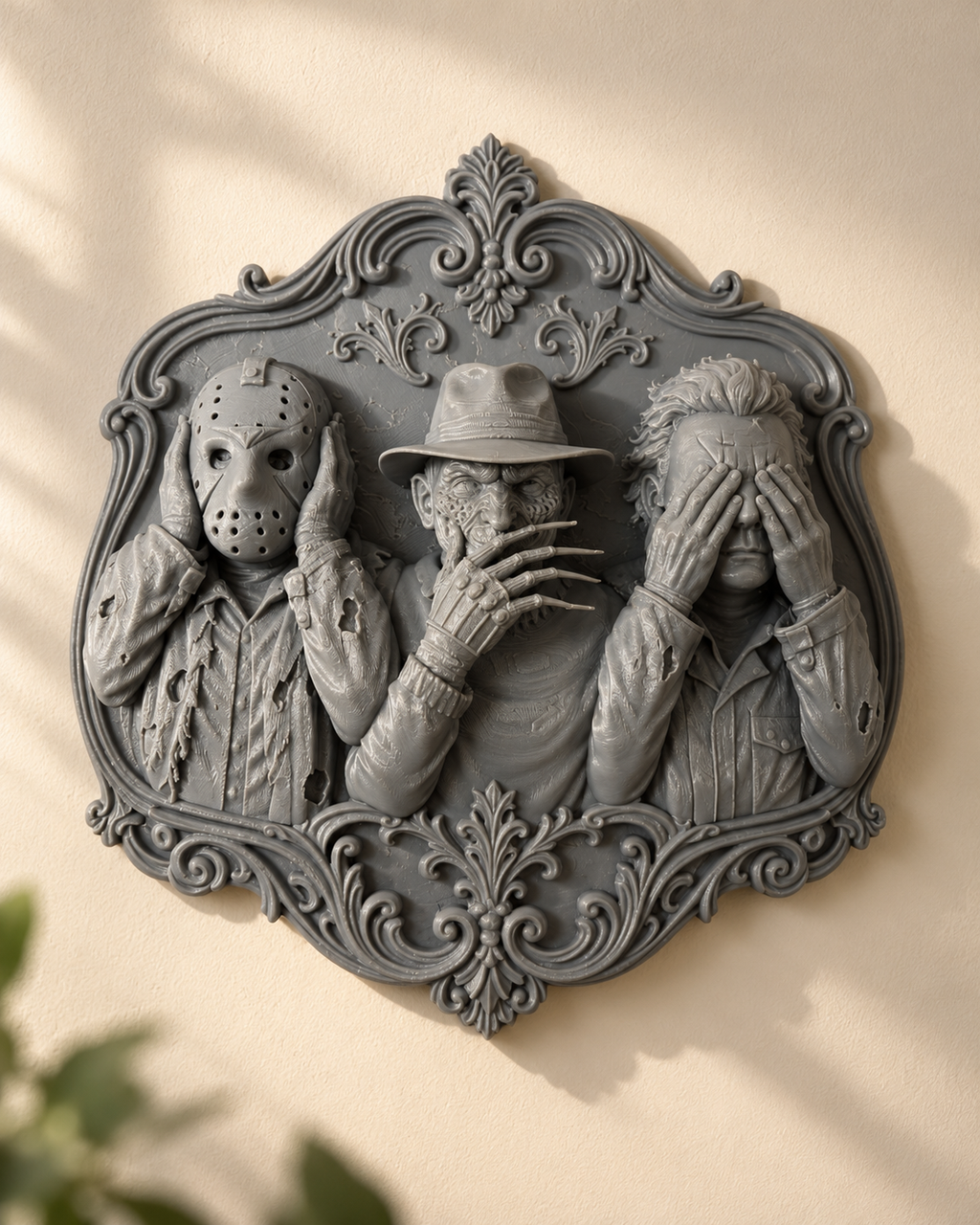 Hear No Evil, See No Evil, Speak No Evil – Horror Halloween Wall Plaque